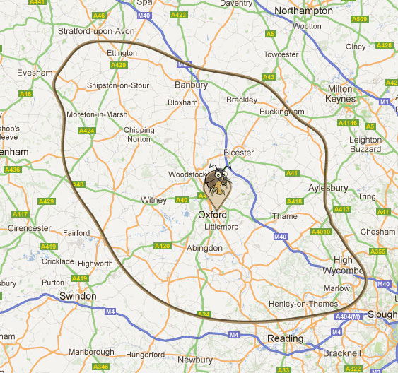 hawthorn pest control - map of areas covered - including oxfordshire, banbury, buckinghamshire & the thames valley. bicester, woodstock, abingdon,chipping norton, wheatley, thame, horspath, princes risborough, witney, stokenchurch, oxford, high wycombe, marlow, henley on thames